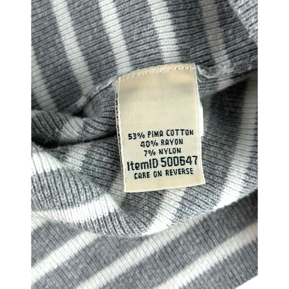 L.L. Bean Gray and White Striped Briton Fitted Sweater Size M EUC - Picture 4 of 5